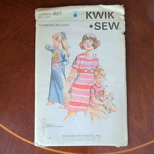3/$15 Vintage Kwik Sew Nightshirt sewing Pattern 